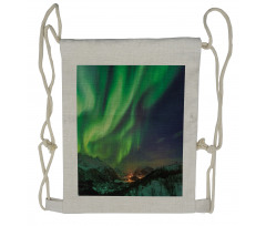 Aurora Borealis Green Tones Drawstring Backpack