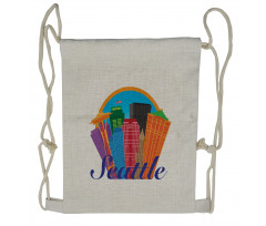 City Buildings Flag Drawstring Backpack