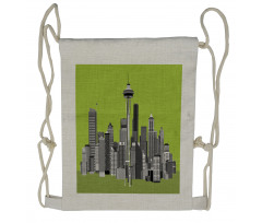 Greyscale Buildings Drawstring Backpack