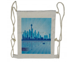 Shadowy Urban Scene Drawstring Backpack