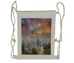 Gloomy Sky Scenery Drawstring Backpack