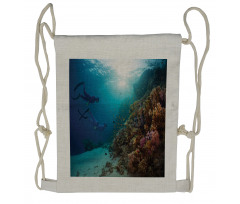 Exploration Coral Reef Wall Drawstring Backpack