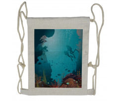 Coral Reef Bubbles Swim Fins Drawstring Backpack