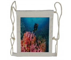 Sea Creatures and Coral Reef Drawstring Backpack