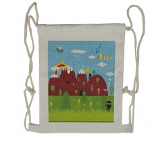 Doodle Land Countryside Drawstring Backpack