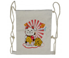 Fishbones Lucky Cat Drawstring Backpack