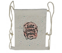 Vintage Wording Dots Drawstring Backpack