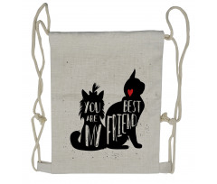 Cat and Dog Silhouette Drawstring Backpack