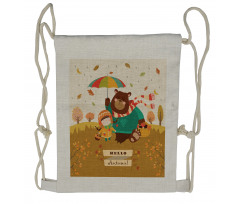 Hello Autumn Cartoon Drawstring Backpack