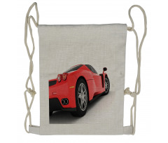 Red Super Sports Car Drawstring Backpack