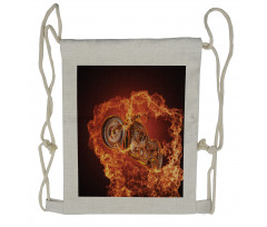 Motorbike in Fire Drawstring Backpack