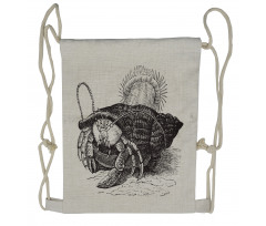 Pencil Drawn Sea Crab Drawstring Backpack