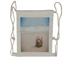 Along the Beach Waves Drawstring Backpack