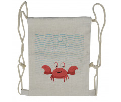 Crab Smiling Underwater Drawstring Backpack