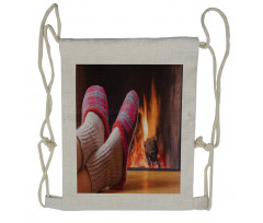 Cozy Socks and Slippers Drawstring Backpack