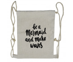 Monochrome Be a Mermaid Drawstring Backpack