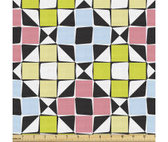Geometrik Parça Kumaş Mozaik Kareler Desenli