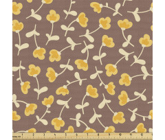 Bitki Parça Kumaş Kahverengi Zeminde Sarı Bahar Çiçekleri Afişi