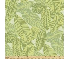 Botanik Parça Kumaş Yeşil Çizgili Palmiye Ağacı Yaprakları