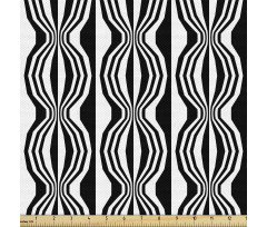 Geometrik Parça Kumaş Siyah Beyaz Çizgili Şekiller Desenli