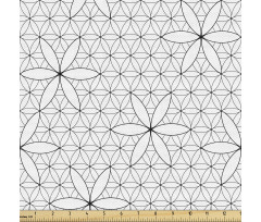 Retro Parça Kumaş Yuvarlaklar ile Geometrik Çiçek Çizimleri