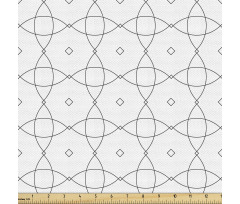 Geometrik Parça Kumaş Siyah Beyaz Dörtgen ve Eğriler Desenli