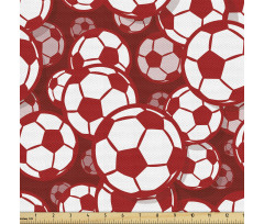 Spor Parça Kumaş Kırmızılı Futbol Topu Desenli