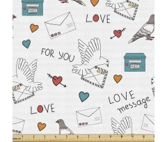 Romantik Parça Kumaş Mektup Taşıyan Güvercinler ile Kalpler 
