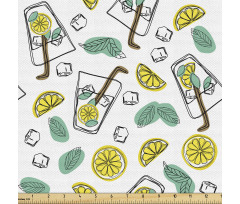 Yaz Parça Kumaş Taze Limonata Bardakları Limon Dilimleri Çizimi
