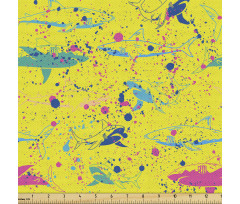 Hayvan Parça Kumaş Fırça Boyası Lekeli Köpek Balığı Motifleri