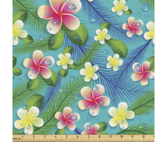 Hawaii Parça Kumaş Rengarenk Taze Islak Aloha Çiçekleri Deseni