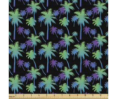 Tropik Parça Kumaş Siyah Fon Üzerine Egzotik Palmiye Ağaçları