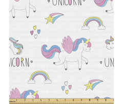 Unicorn Parça Kumaş Rengarenk Kuyruklu Masalsı Sevimli Atlar 