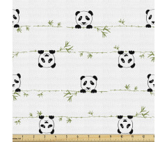 Doğa Parça Kumaş Bambulu Dal Şeritleri Üzerinde Panda Desenleri