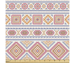 Bohem Parça Kumaş Pastel Tonda Geometrik Kilim Efektli Motifler