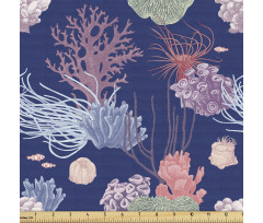 Sualtı Parça Kumaş Egzotik Deniz Okyanus Mercanlar Bitkiler 