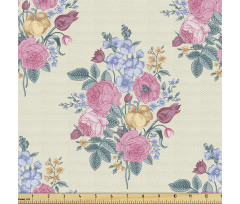 Çiçekli Parça Kumaş Vintage Desenli Floral Buket Motifleri