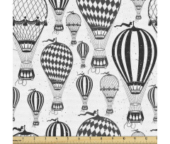 Macera Parça Kumaş Kirli Görünümlü Vintage Uçan Balonlar Deseni