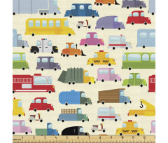 Araba Parça Kumaş Rengarenk Karikatür Minik Oyuncak Otomobiller