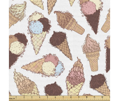 Yemek Parça Kumaş Külahta Rengarenk Dondurma Çizimleri Deseni