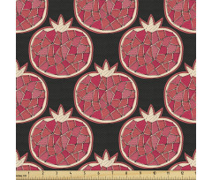 Meyve Parça Kumaş İçi Geometrik Desenlerle Doldurulmuş Narlar