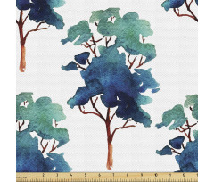 Doğa Parça Kumaş Sulu Boya Stilinde Sanatsal Ağaç Desenleri