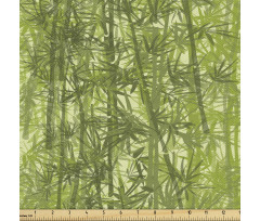Floral Parça Kumaş Yeşil Bambu Desenli