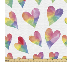 Sevimli Parça Kumaş İçi Suluboya ile Boyanmış Eğlenceli Kalpler