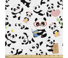 Karikatür Parça Kumaş Tatlı Oyuncu Yavru Minik Pandalar Deseni