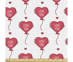 Romantik Parça Kumaş İngilizce Seni Seviyorum Kalpli Balonlar