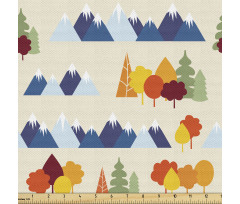 Doğa Parça Kumaş Sonbahar ve Kış Mevsimi Tematik Dağlar Ağaçlar