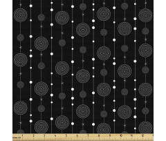 Geometrik Parça Kumaş Koyu Tonlu Düz Şeritte Dairesel Motifler