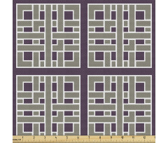 Geometrik Parça Kumaş Simetrik Tasarım Dolanan Şeritli Kareler