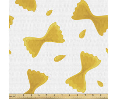 Yiyecek Parça Kumaş Beyaz Fon Üzerinde Sarı Makarna Desenli